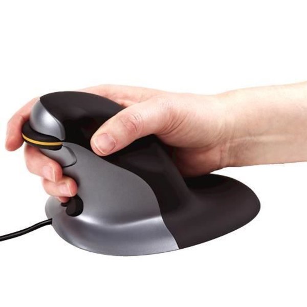 Vertikal mus - FELLOWES - Penguin Wired Small - Antimikrobiellt skydd - Ambidextrous - 1200 dpi laser