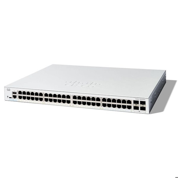 Switch - CISCO - Catalyst 1300 - 48 portar GE - 4x10G SFP+ - Avancerad säkerhet Vit