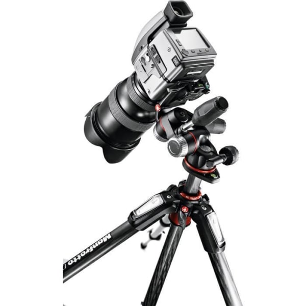 Manfrotto 055 stativ - 3 aluminiumsektioner + 3D kulled - Max vikt 8 kg - Integrerad bubbelnivå