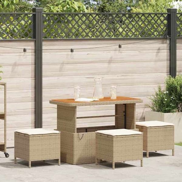 vidaXL Matgrupp för trädgård Beige polyrotting 42007923
