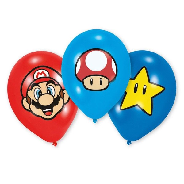 6 LATEXBALLONGER MED SUPER MARIO™ TEMA