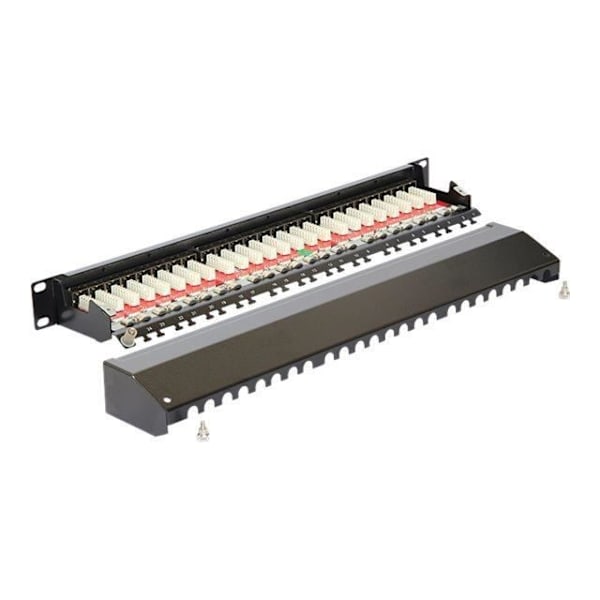 DeLOCK RJ-45 X 24 patchpanel kolsvart, RAL 9005 1U 19"