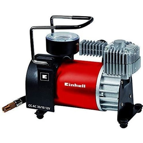 Einhell CC-AC kompressor 35-10 bil 12 V (0 - 10 bar tryckmätare, 35 l per minut flöde, anslutning via cigarettändare, med 4