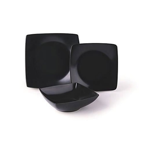 Tallrikservice - Excelsa - Eclipse - 18 stycken - Keramik - Mattsvart