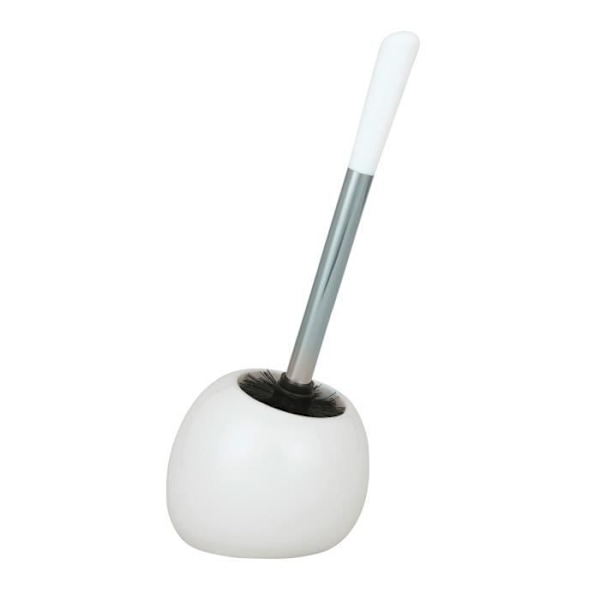 WENKO Polaris keramisk toalettborstehållare, svart toalettborste, utbytbar toalettborste, 19x34,6x14,6 cm, Vit Vit