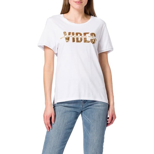 Lång nyckel-t-shirt - WT00253 - golvrunda dam-t-shirt Benvit/Beige M