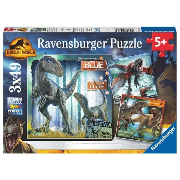 Ravensburger - Jurassic World T-Rex Pussel 3x49 st Blå