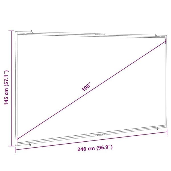 Väggmonterad projektionsduk - vidaXL - 108 tum - 16:9 - 240x135 cm - Matt vit - Polyester - Väggmontering