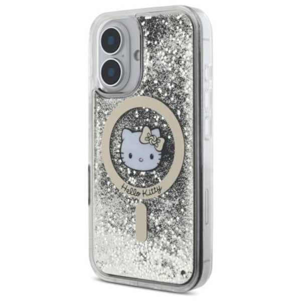 Coque Hello Kitty Liquid Glitter Fever MagSafe för iPhone 16 (svart/guld) svart