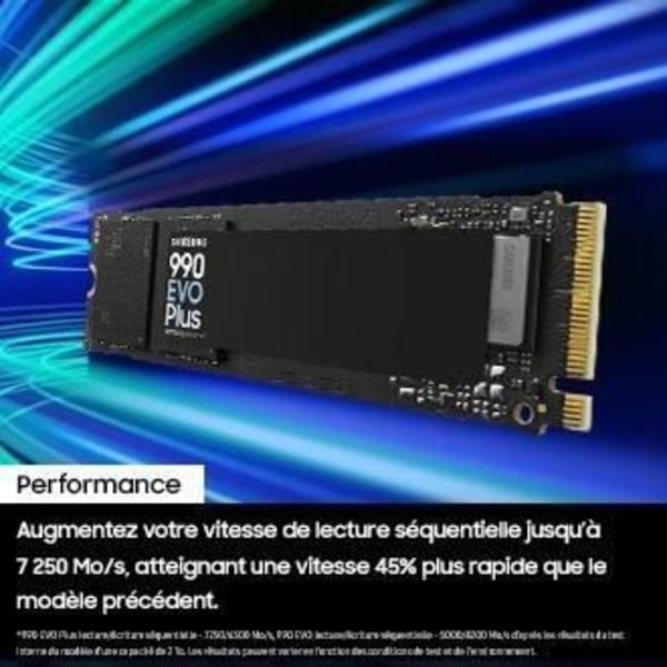 Intern SSD - SAMSUNG - 990 EVO Plus 1 TB - NVMe M.2 PCIe 4.0x4 - Läshastighet upp till 7 150 MB/s