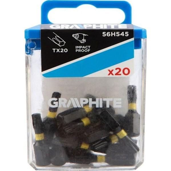 Burin - skruvmejsel - pointerolle Grafit Slagspetsar i TX20 x 25 mm, 20 stycken.