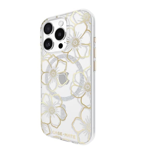 Skyddsfodral - Case-Mate - iPhone 16 Pro - Floral Gems - Guld - Semi-rigid Guld