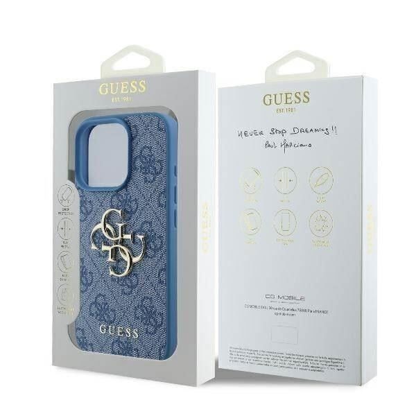 Coque Souple - GUESS - iPhone 16 Pro - Ekologiskt Läder - 4G Logotyp - Blå Blå