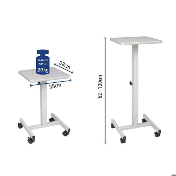 MAUL Bord 38 x 38 cm - med hjul - grå - metall - 1 styck grå