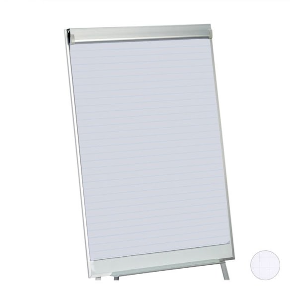 Relaxdays presentationspapper, rulle med linjerade sidor, block med 50 ark, 60 g/m², 6 hål, 57,5x81 cm, vit vit, silver