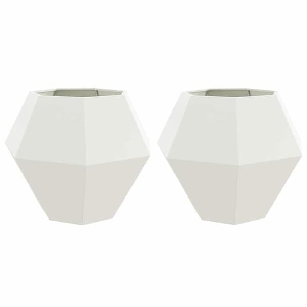 Stålplanteringslåda - vidaXL - 100x100x80 cm - Vit - Utomhusbruk - Rektangulär design - Dubbel montering