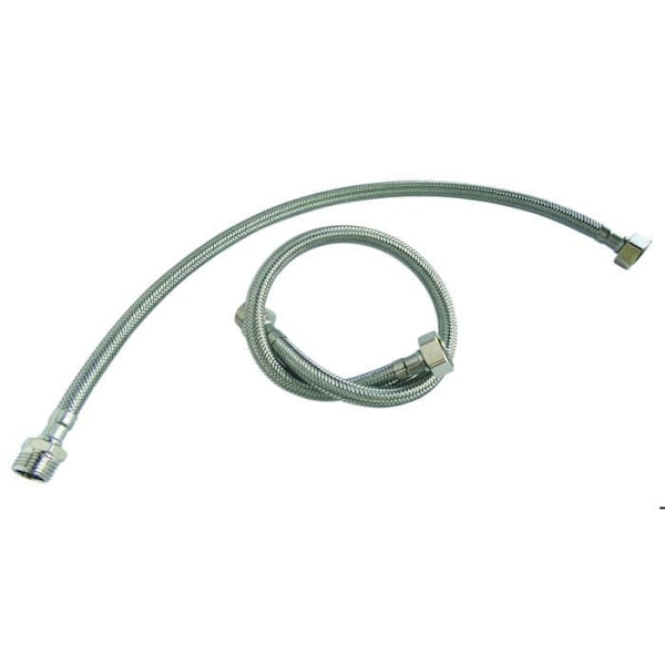 Set med 2 sanitetsflexibler - Hane 1/2" svängbar mutter 1/2" - L = 300mm - DN8 Grå