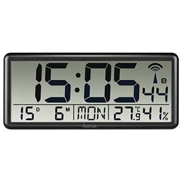 Svart Jumbo Digital Radiostyrd Väggklocka