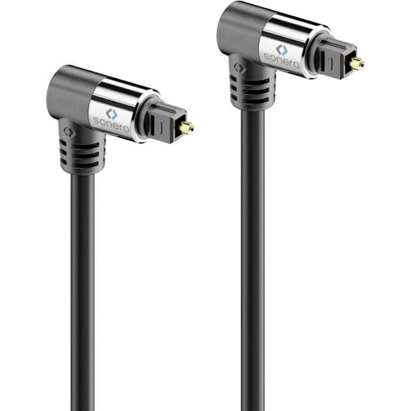 Câble optisk Toslink Sonero Premium, 20.0 m, guldpläterade kontakter, 2 x 90° kontakt, svart
