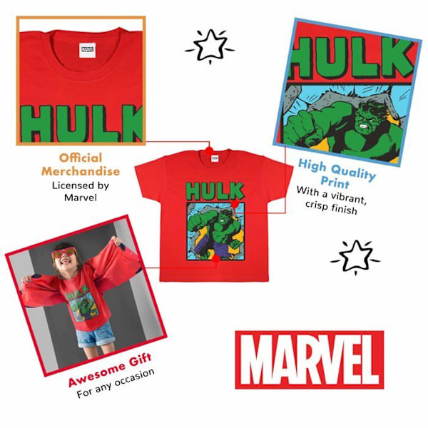 Popgear T-shirt - MAR00103GTS03 - Marvel Comics Hulk Smash Girls T-shirt Röd Tendance Garcon Röd 2 år