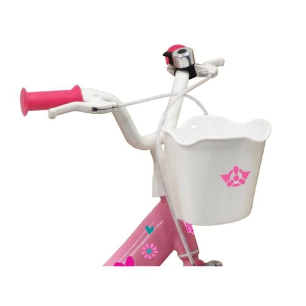 PAT PATROUILLE / STELLA 14'' flickbarncykel För barn 90 cm till 105 cm, utrustad med 2 bromsar, dockhållare, främre korg Rosa & Vit