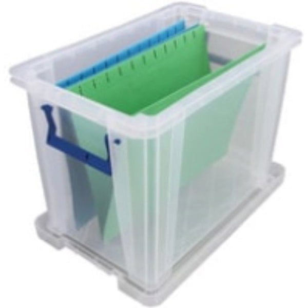 Transparent plastlåda 18,5L - färg: Transparent - blå storlek hxlxl (mm): 290x395x255 volym (l): 18,5L Färg: Transparent