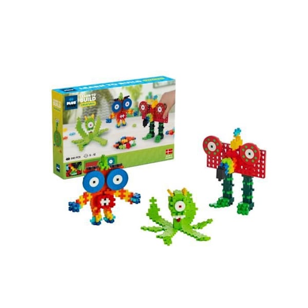 Discovery kit 240 bitar Mini varelsetema + 1 chassi + 4 hjul + häfte - Plus Plus