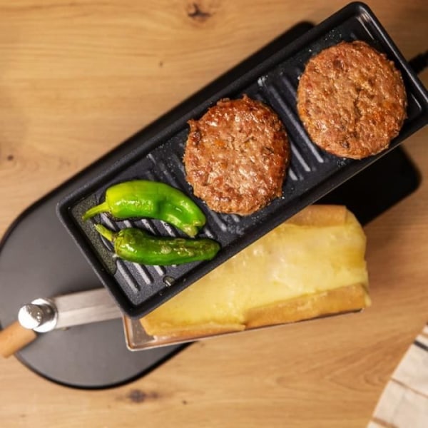 Cecotec Raclette Grill Cheese&amp;Grill 6000 Rostfritt stål. 600 W, Diseo Elegante i rostfritt stål, Parrilla Superior Aluminio