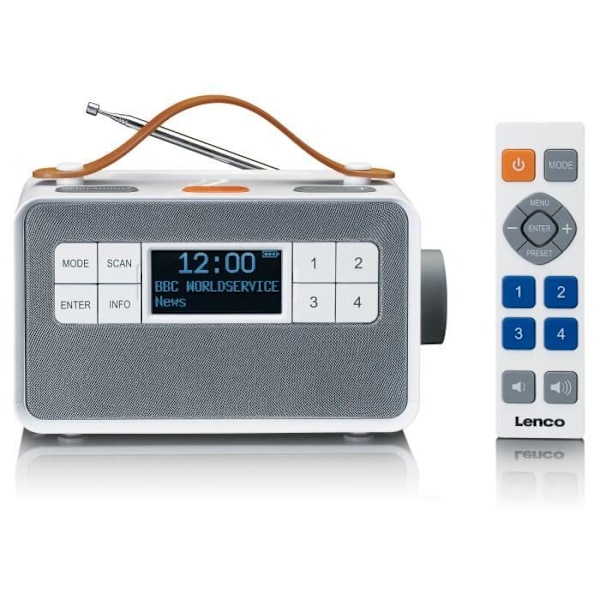 Lenco PDR-065WH - Bärbar DAB+/ FM-radio med "EASY"-funktion - Vit Vit