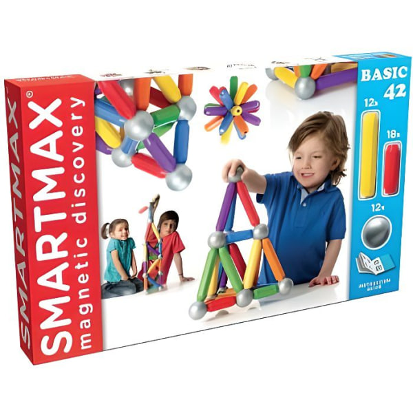Magnetkonstruktionsspel - SMART - SmartMax Basic: Set 42 delar - Pojke - Barn - 4 år + - Röd Olika färger