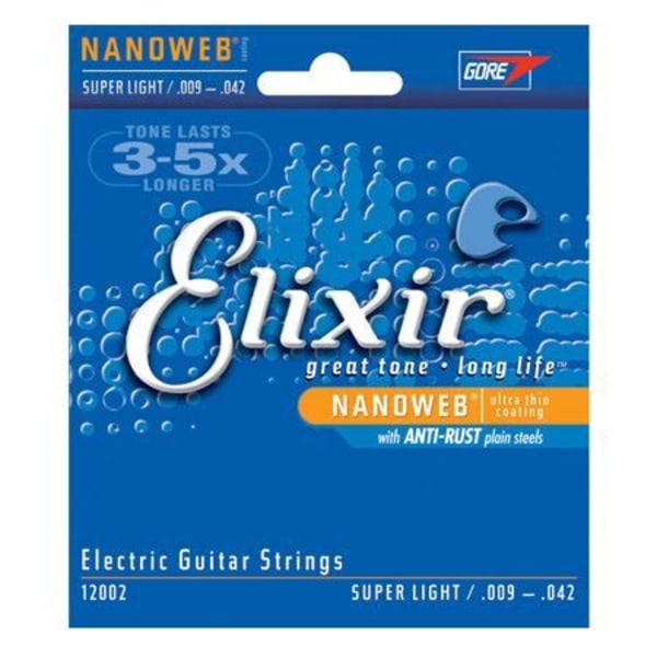 Elgitarrsträngar - ELIXIR - 12002 - Nanoweb - Extra ljus - Gauge 09-42