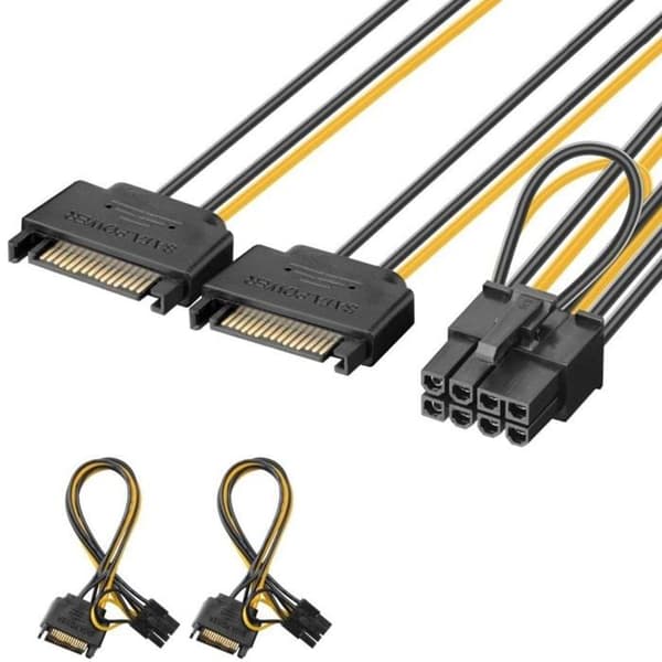 Strömadapter - J&D - JD Tech - 2x SATA→8-pin PCIe - 20 cm - 120 W