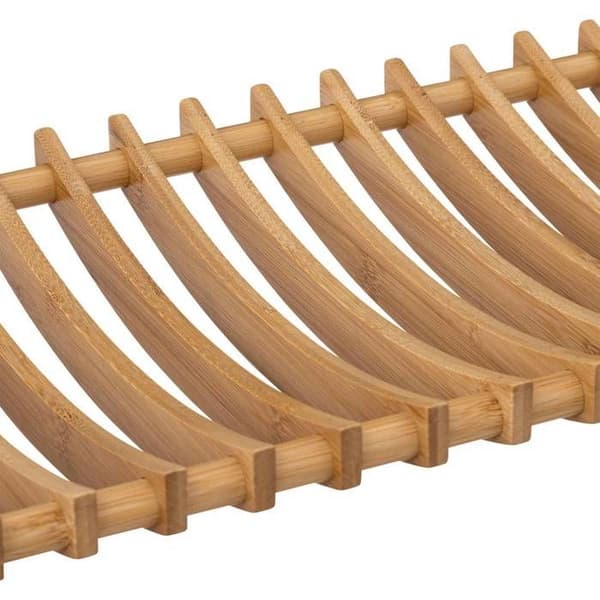 Diskställ 2 nivåer och bestick i bambu beige