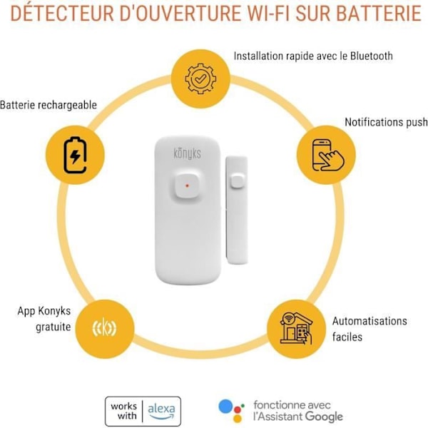 Konyks Senso Charge 2, 2-pack Wi-Fi Öppningssensorer med Återuppladdningsbart Batteri