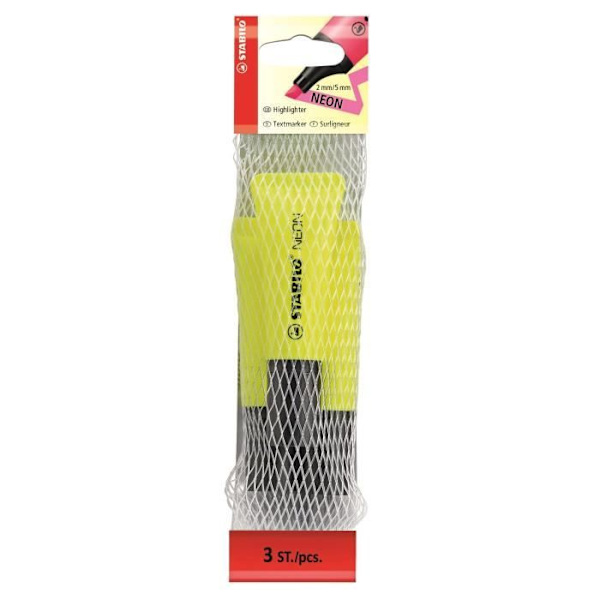 STABILO NEON - set med 3 highlighters - gul