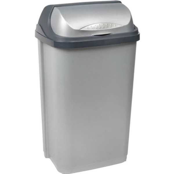 Keeper Roll Top Bin 50L silverfärg, plast, 390 x 295 x 675 mm