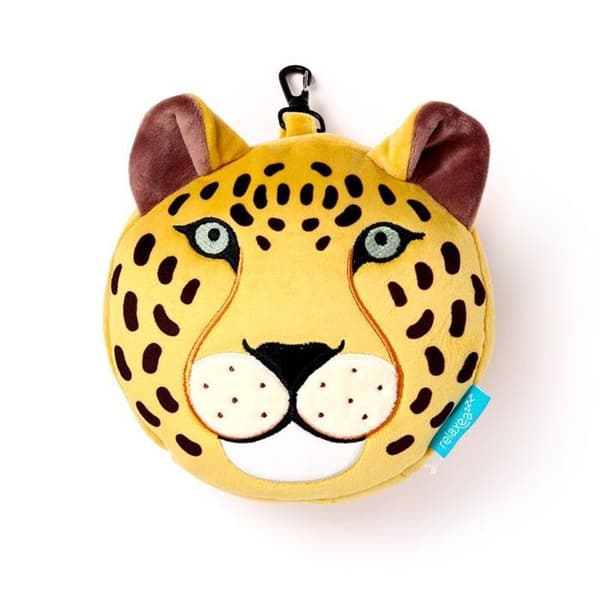 Resefiltkudde 2-i-1 - leopard Puckator Relaxeazzz gul