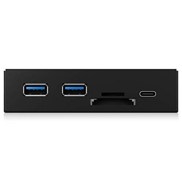 USB 3.0-hubb - ICY BOX - 1x USB-C, 2x USB-A - SD/microSD-läsare - 3,5 tum - Svart metall