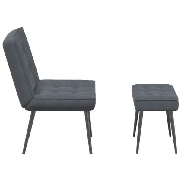 Relaxstol med pall Mörkgrå sammet