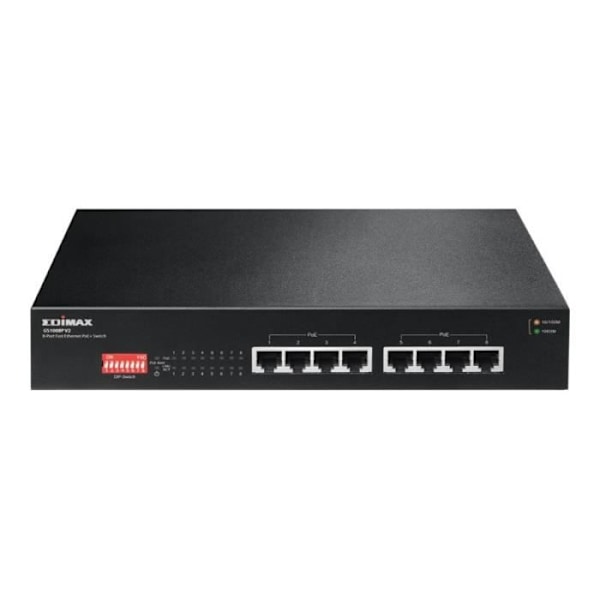 Edimax GS-1008P - V2 - switch - 8 x 10-100-1000 (PoE+) - Stationär dator - PoE+ (130 W)