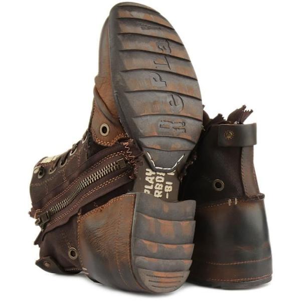 Replay Clutch Ankelboots i läder för män - Mörkbrun - Snörning och dragkedja i sidan Mörkbrun 40