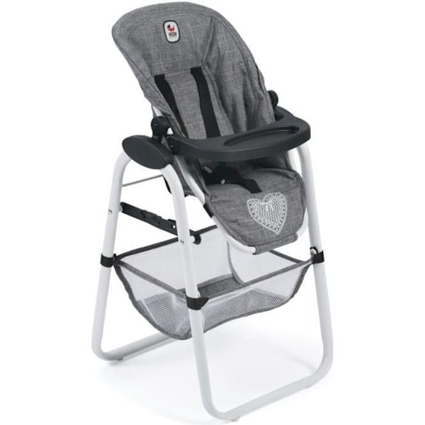 Höga dockstolen - BAYER CHIC 2000 - Grå jeans - Justerbar sits - Avtagbar bricka - Ryggsäck Gråa jeans