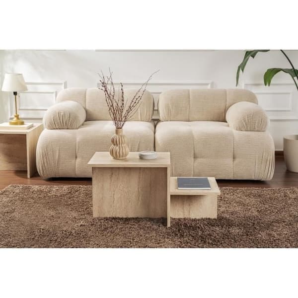 Soffbord - HARMONY - Rektangulär - Travertineffekt - 80 x 40 x 40 cm Travertin
