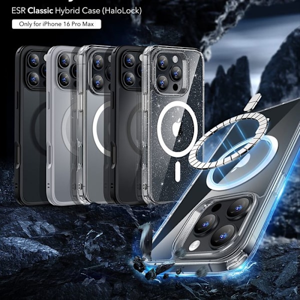 iPhone 16 Pro Max Fodral - ESR Classic Hybrid HaloLock - Frostad Svart Frostade Svart
