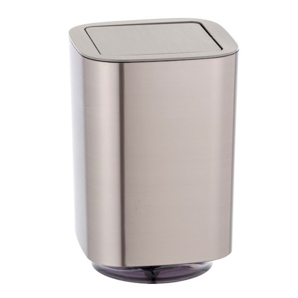 WENKO Aurion liten soptunna för badrum, papperskorg med svänglock, kapacitet 5,5 l, plast, 17,2x25,5x17,2 cm, krom