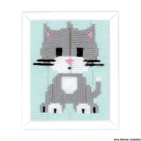 Vervaco Thrown Stitch Kit Kitten grå
