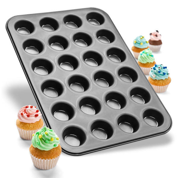Muffinsform - Zenker - Svart metallisk - 24 avtryck - Rostfritt stål - Non-stick teflon Svart