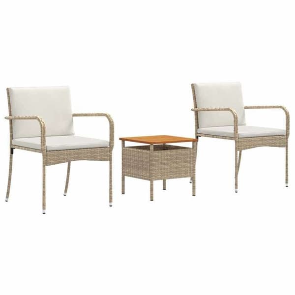 vidaXL Trädgårdsset Beige polyrotting 42025111