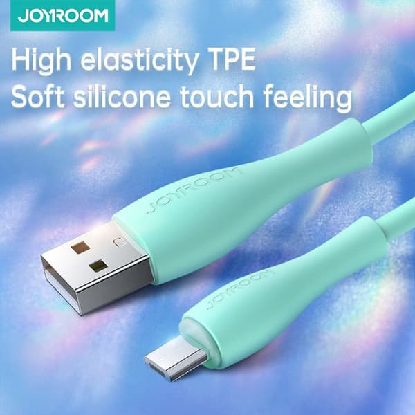 USB-A - microUSB 3A med laddningsindikator, 2 m, grön