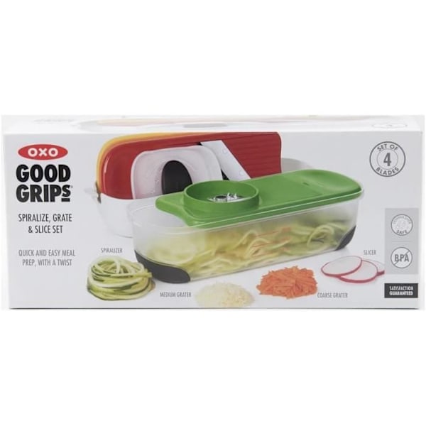 Grönsaksskärare - OXO Good Grips - Komplett set - Rivjärn, mandolin, spiralizer - Rutsystem - Rostfritt stål Flerfärgad